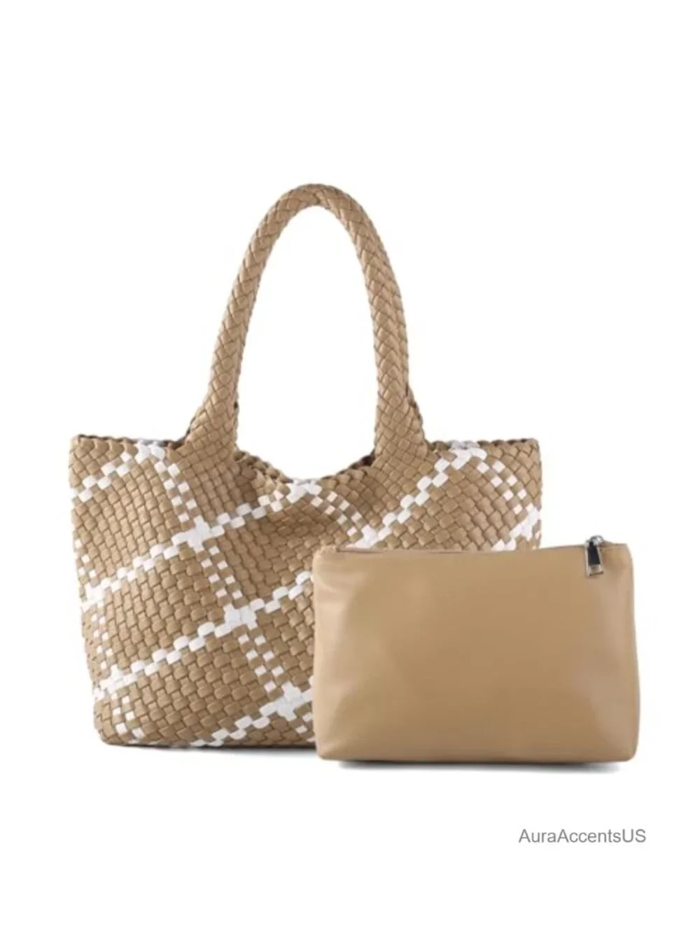 Handwoven Vegan Leather Tote Bag Large Capacity Shoulder Bag Beach Travel Tote